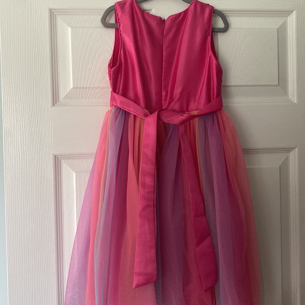 Little Girl's Sequin Sleeveless Mesh Rainbow Dress Size 4/5T - Picture 2 of 4